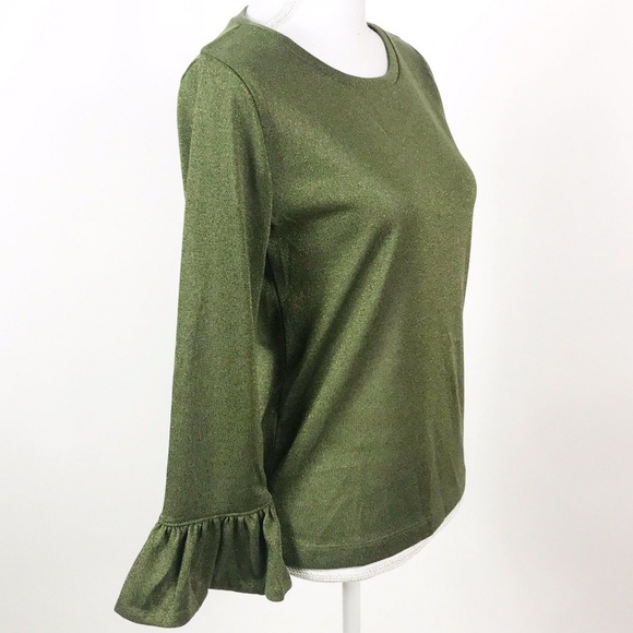 J Crew Sparkle Bell Sleeve Metallic Shimmer Top S - Picture 8 of 8